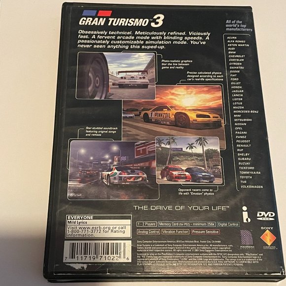 Gran Turismo 3 A Spec PS2 Sony Playstation 2 Complete in Box - Picture 2 of 3
